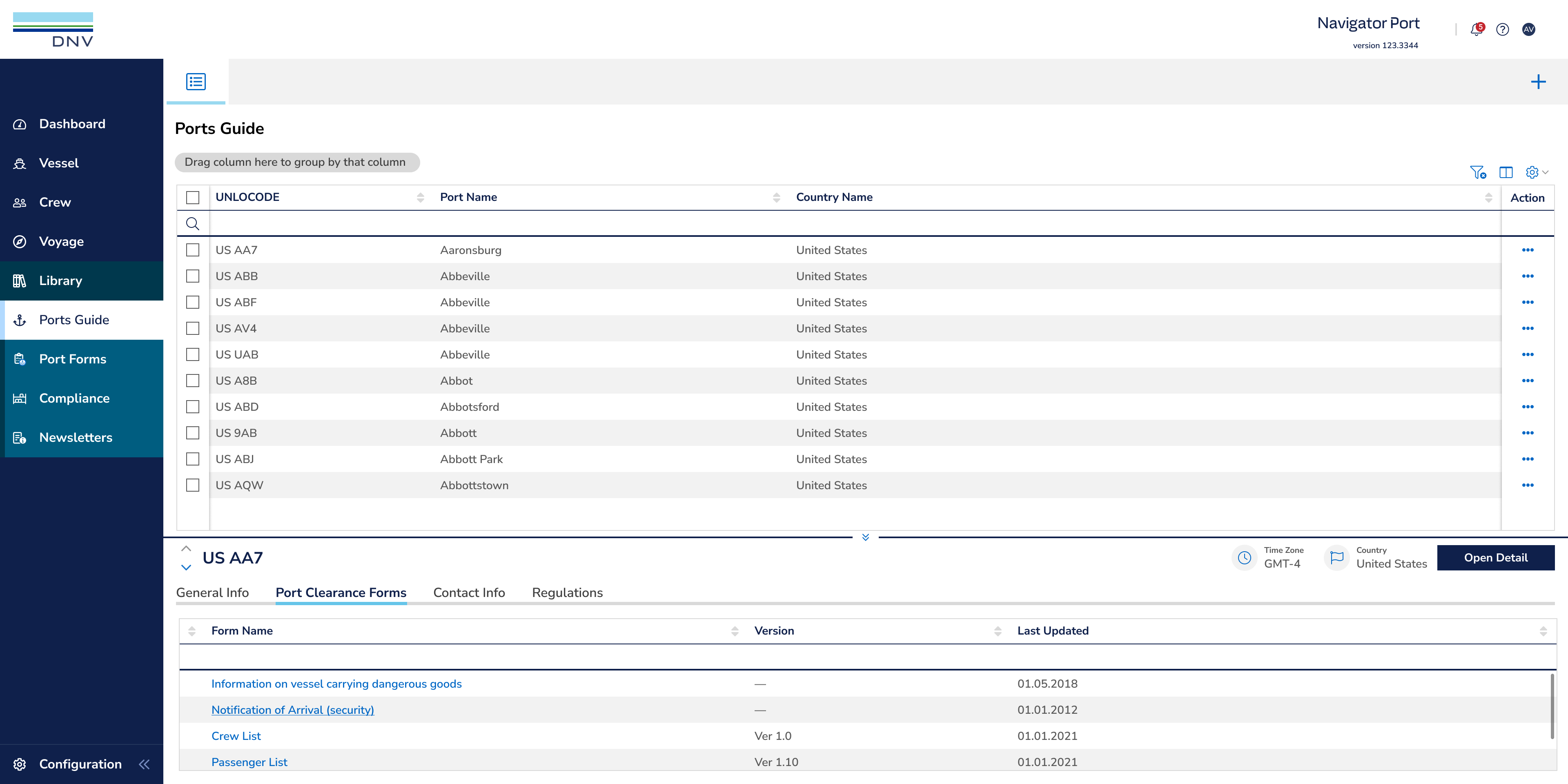 Navigator Port - Fleet Item Detail