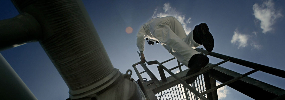 Surveyor on onshore pipeline