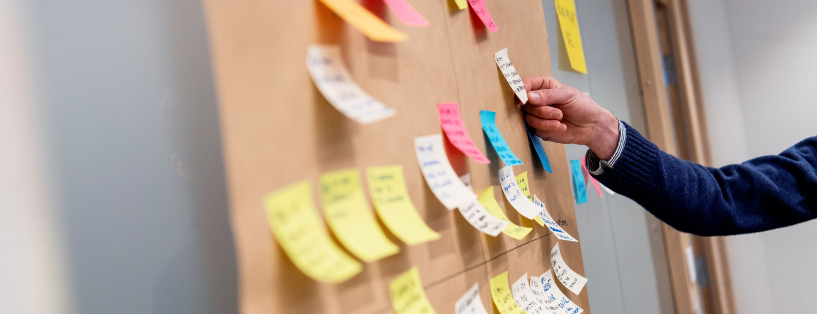 Post It Notes on a meeting board