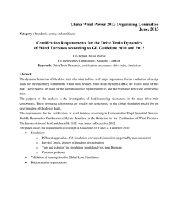 Certification requirements for drive train dynamics of wind turbines