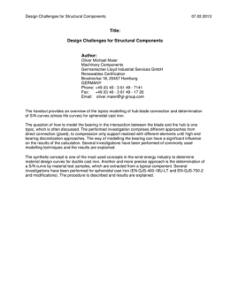 Design challenges for structural components