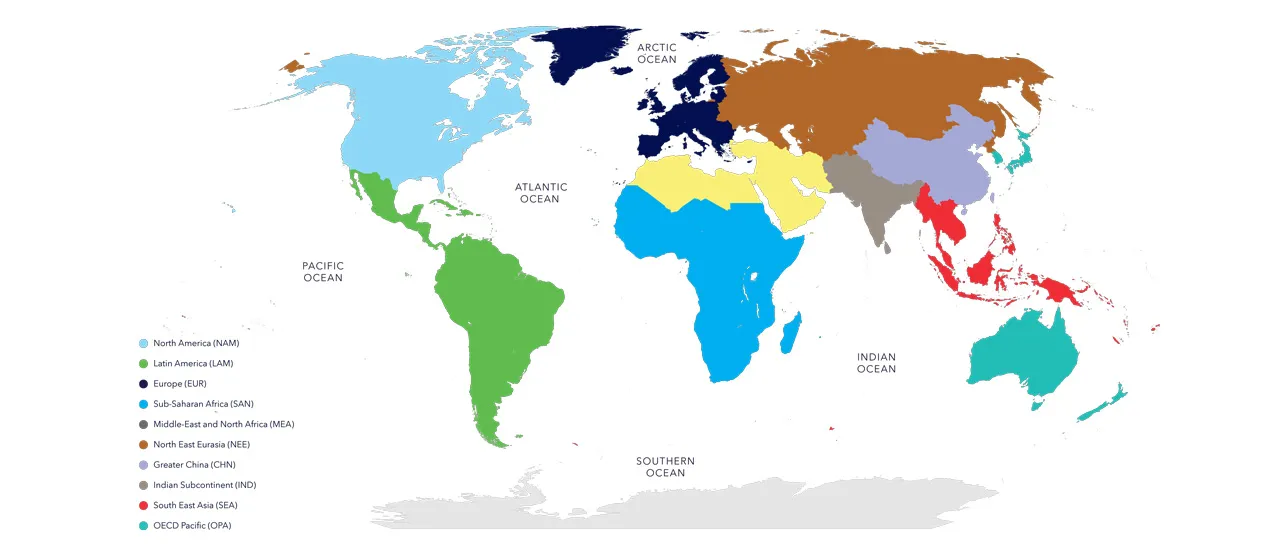 World map showing our regional breakdown