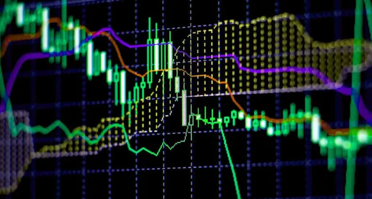 Abstract financial trading graphs on monitor