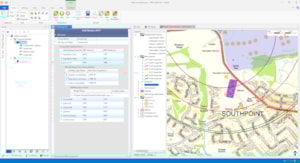 Screenshot from Safeti software, showing detailed indivual risk results at multiple locations of interest and individual risk contours in a plot plan