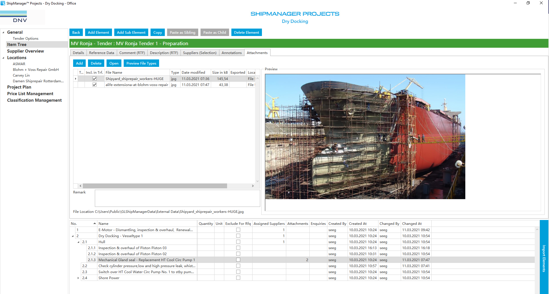 ShipManager Projects - Dry docking