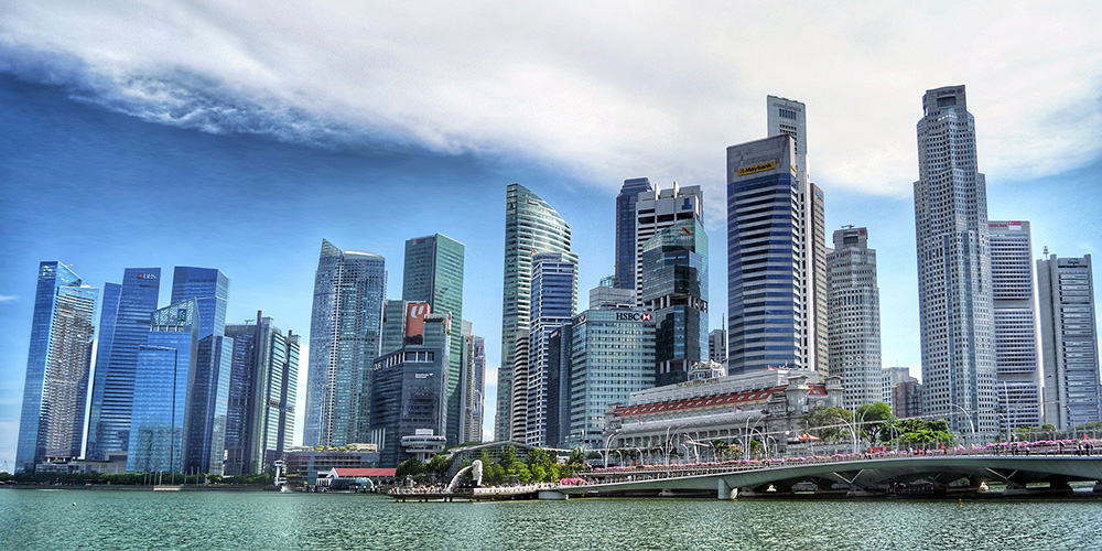 Singapore skyline at night