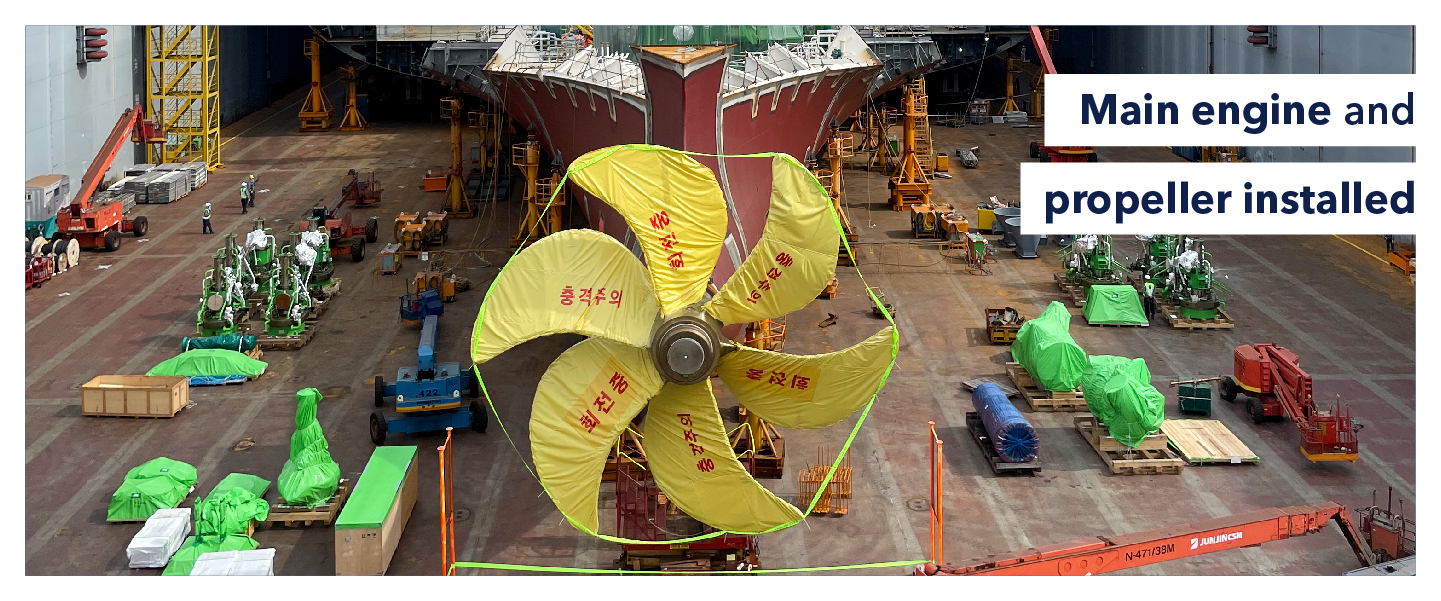 Main engine and propeller installed 