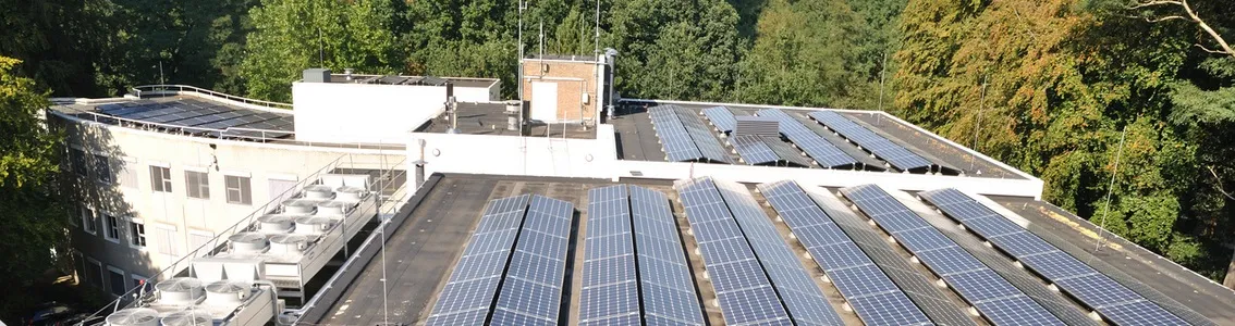 Solar panels on an office building
