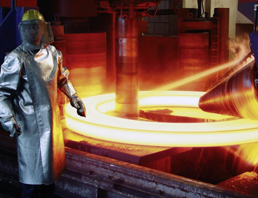 Ring rolling of a forging