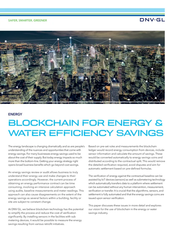 Blockchain for energy and water efficiency savings