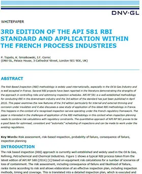 Synergi Plant - 3RD edition of the API 581 RBI standard and application within the french process industries
