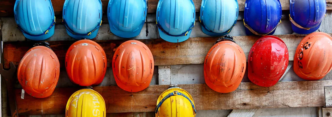 Colorful construction helmets for safety