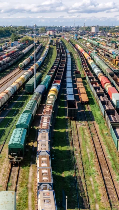train cargo carriages on tracks